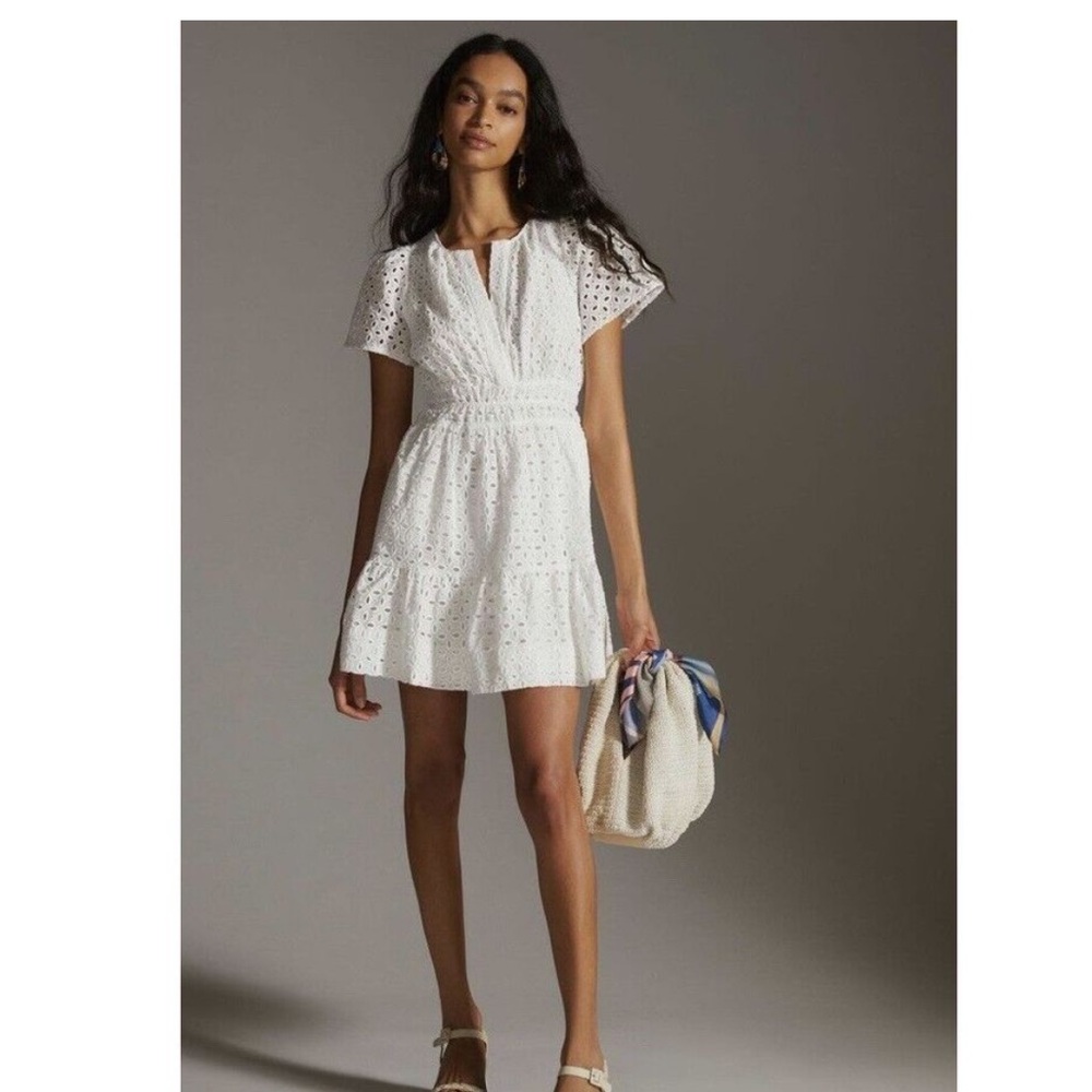 Anthropologie Somerset White Eyelet Mini Dress